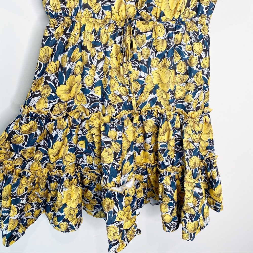 Blue and Yellow Floral Ruffle Mini Dress - Picture 5 of 8